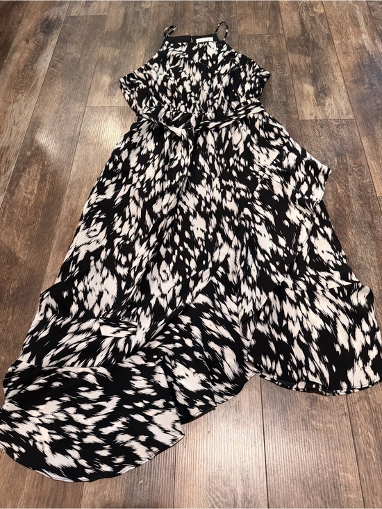 THML Dresses & Skirts - THML Black & White High-Low Printed Maxi Dress with Self-Tie Waist